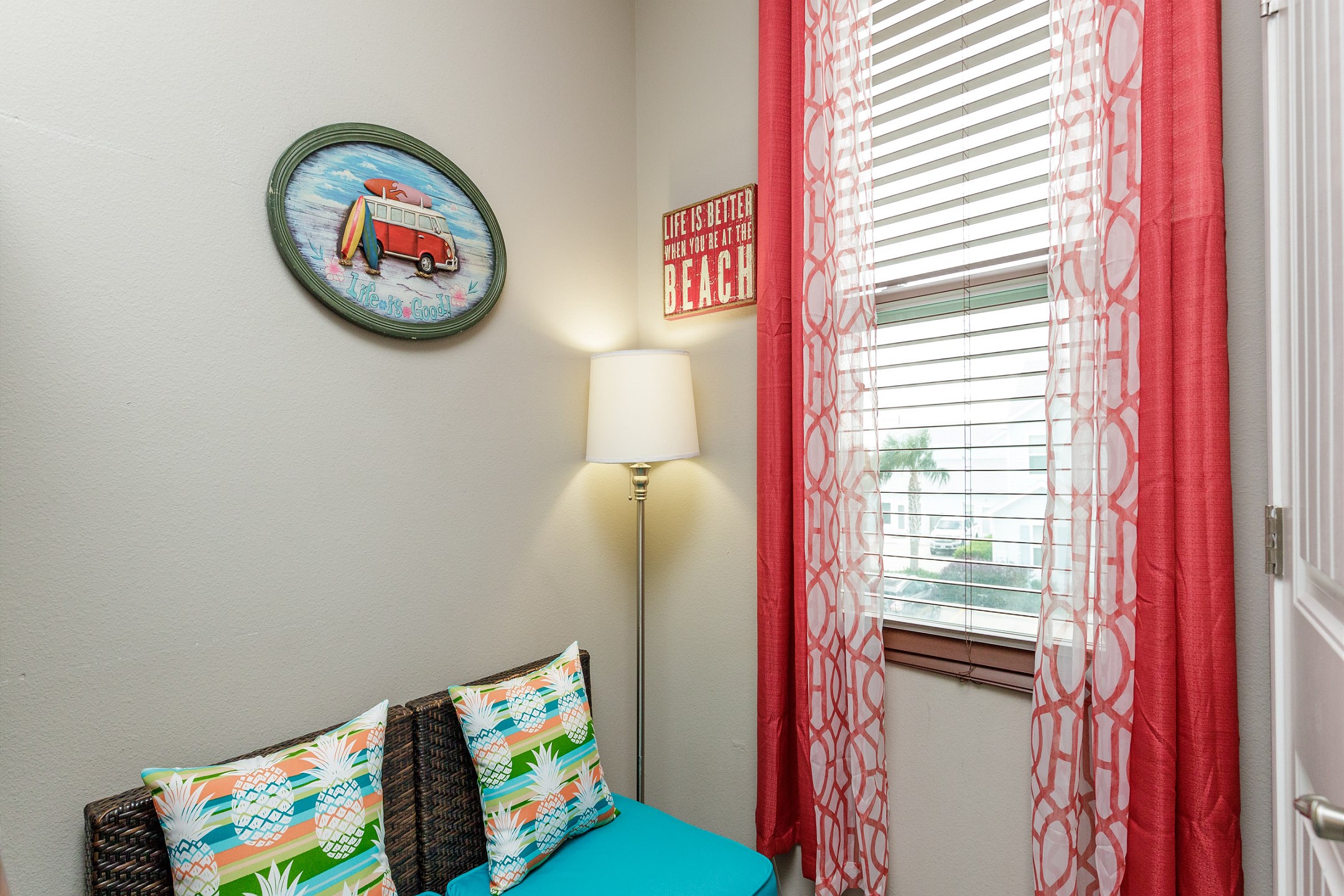 Quaint upstairs reading area in the upstairs bunk room
