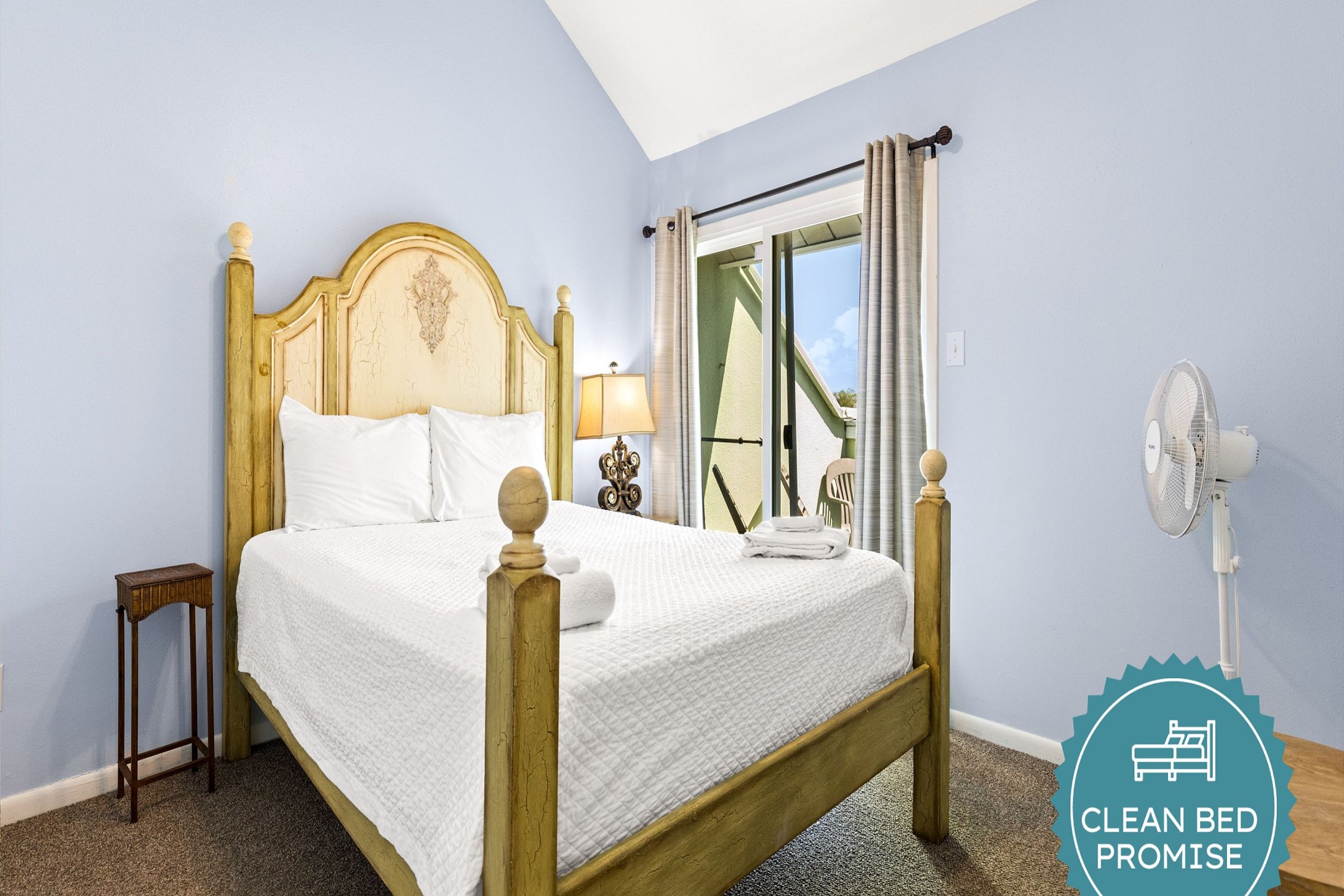 Sleep better at Padre Escapes with our exclusive Clean Bed Promise; providing fresh linens, comforters, and towels washed at high temperatures exceeding CDC recommendations, setting us apart for a truly restful vacation