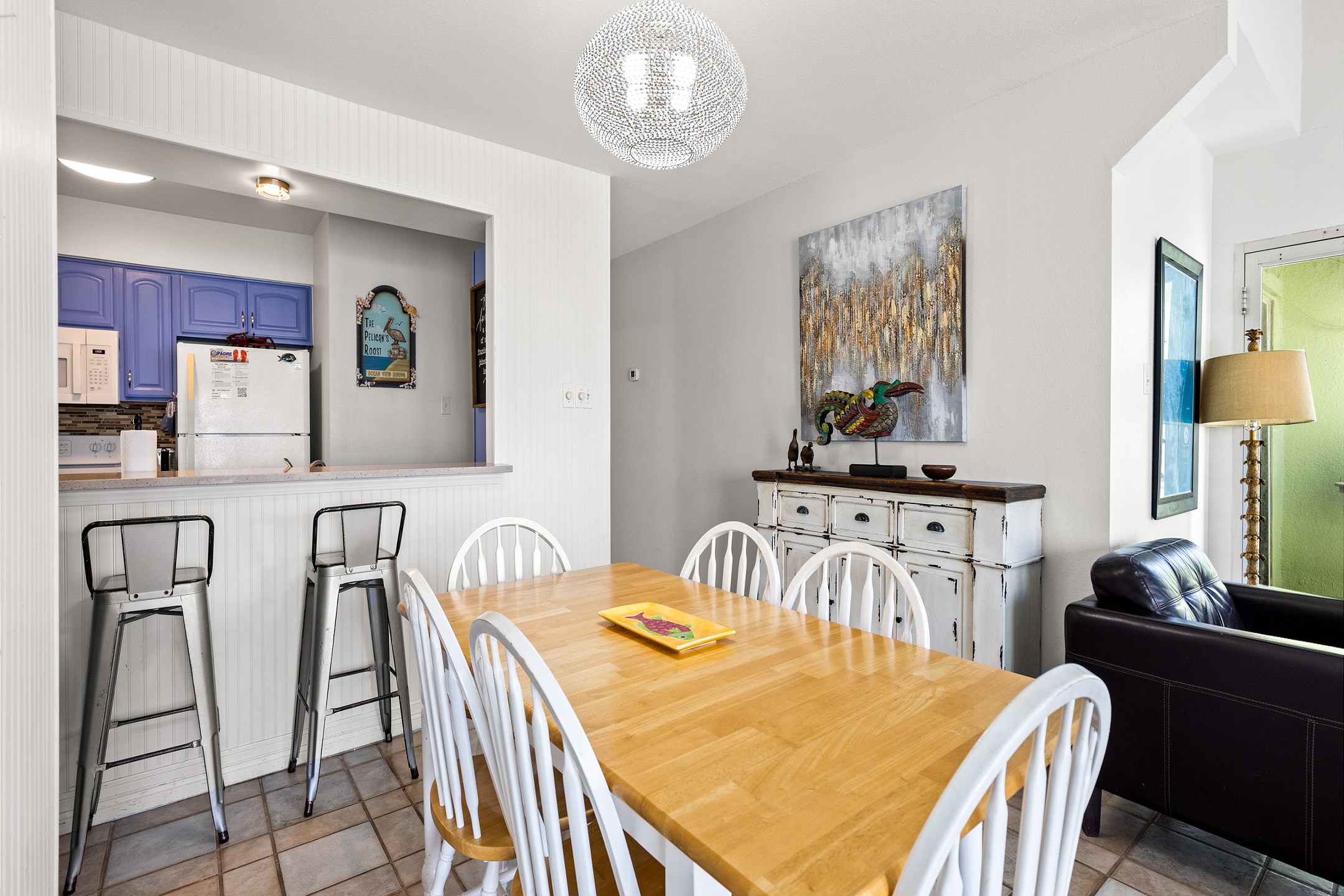 Dining table with seating for six for family gatherings