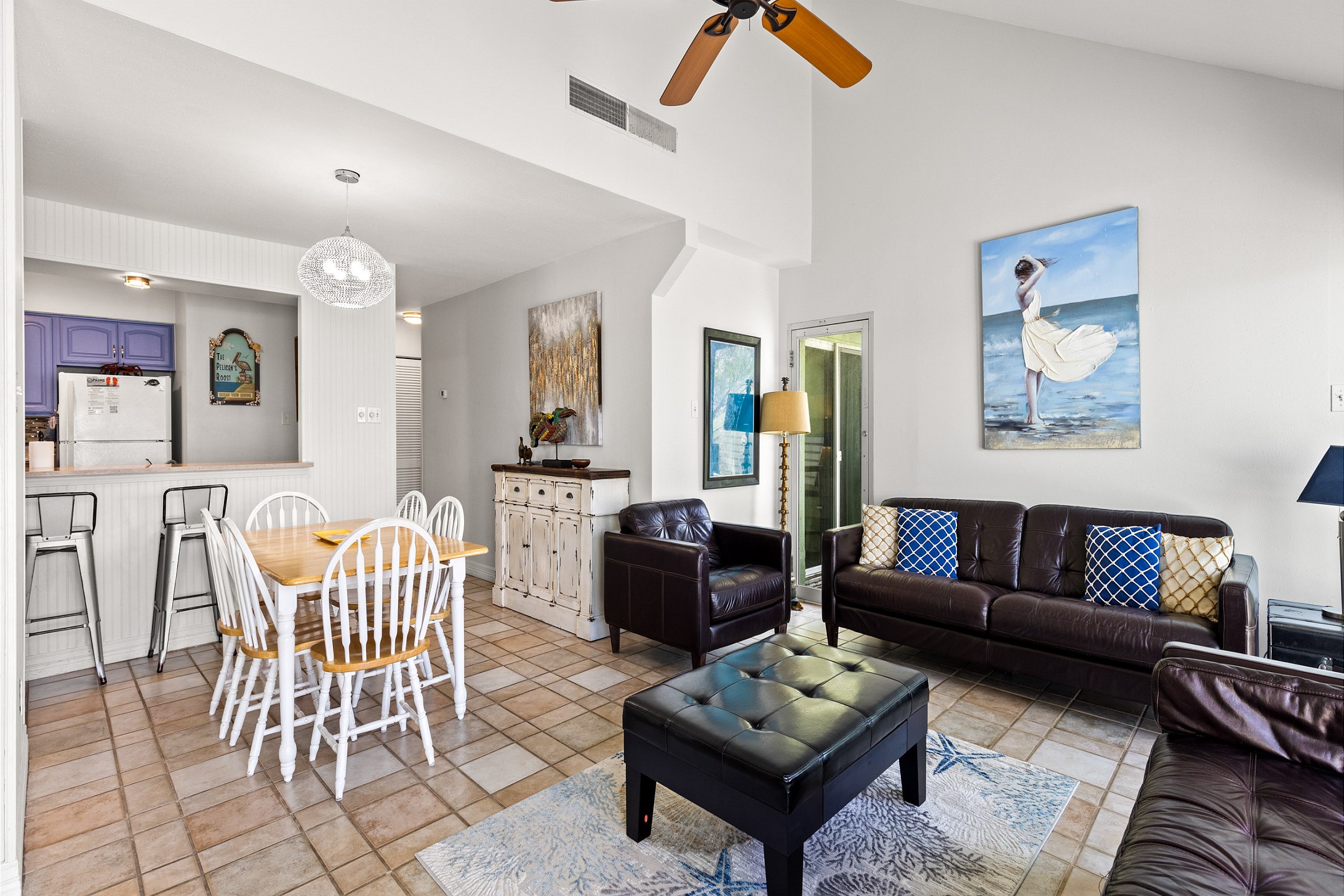 Plenty of space for family and friends to gather on the cozy furniture and enjoy the natural light shinning in 