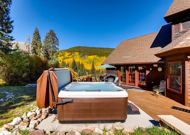 in the privacy of mountain ambiance with your personal hot tub!