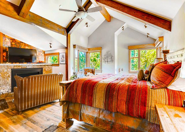- sleeps 2 in one king bed, features TV, fireplace and large walk-in closet