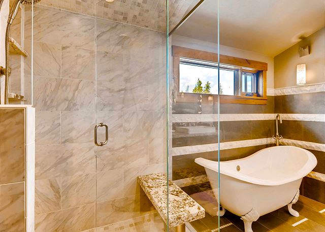 soaking tub and walk-in shower