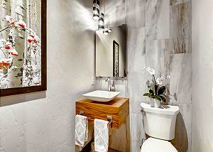 Convenient powder bathroom