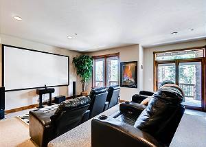 Theater room with projection screen