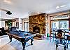 Rec Room with billiards, wet bar and gas fireplace