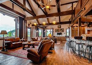 Main Level combines Great Room, Dining & Kitchen