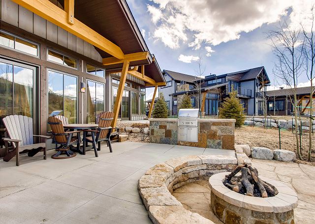 a fire pit, grill, seating in summer months and your very own private hot tub