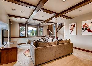 Lower level den with comfy large sectional sofa