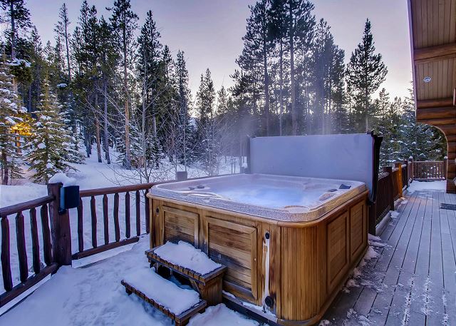 Relax in the private outdoor hot tub