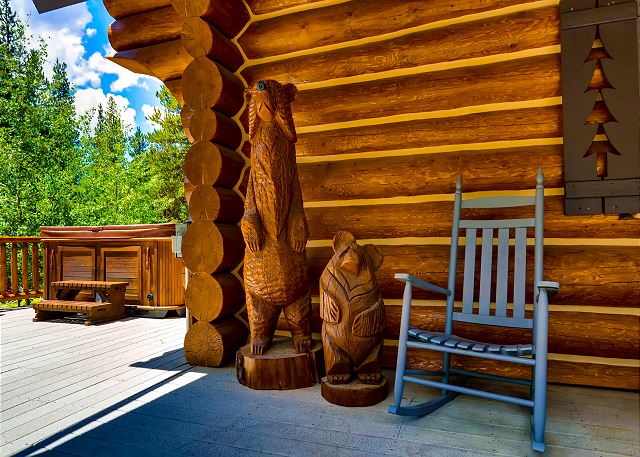 on your covered porch with forest friends.