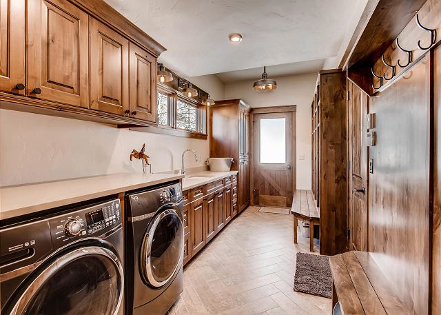 with entrance from garage or home rear exterior