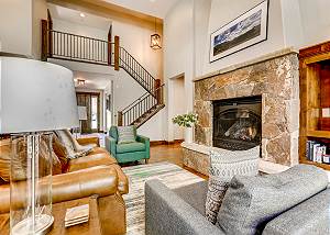 Living area features fireplace