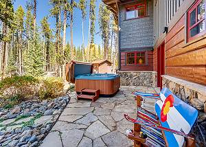 Rear patio with private hot tub