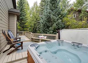 Private Hot Tub and seating on the deck