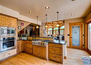 Kitchen features gas cooktop