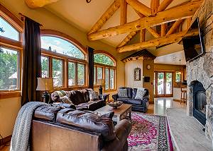 Great Room with gas fireplace and TV