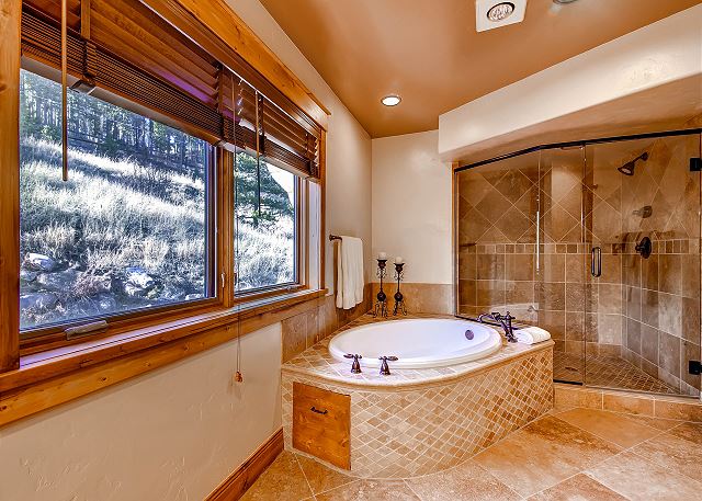 with large soaking tub and separate walk-in shower