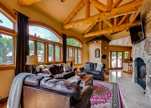 Great Room with gas fireplace and TV