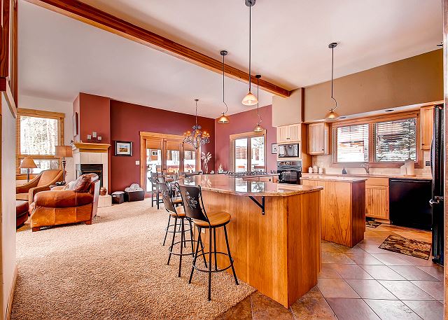 Kitchen opens into Dining Area and Great Room