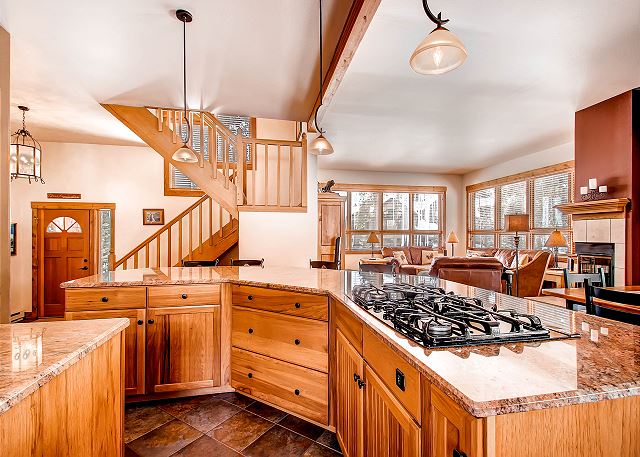 Kitchen features gas cooktop