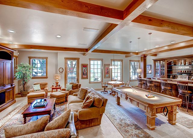 Lower Level Rec Room with Bar, Billiards and Media Room