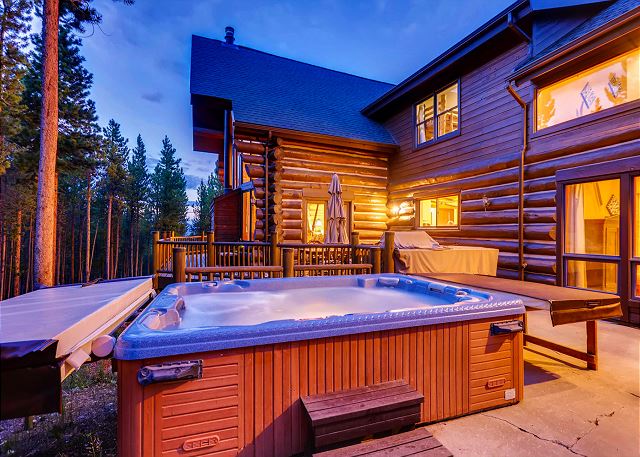 in the private hot tub looking through the trees to a green ski run! It can't get any better than this.