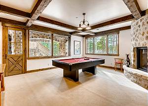 Billiards table on lower level