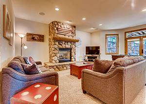 Lower den with TV,