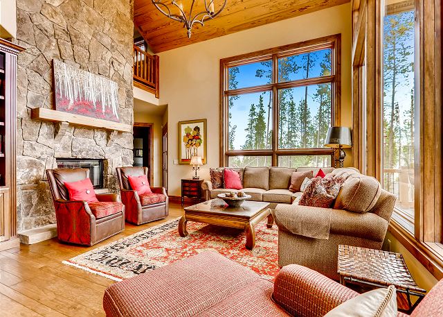 with Gas Fireplace and TV. Relax and enjoy mountain views, tasteful decor, and open space.