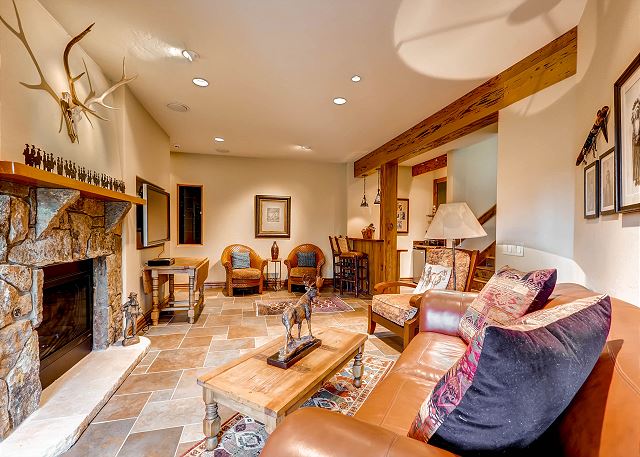 Lower Level Den with Gas Fireplace and Wet Bar