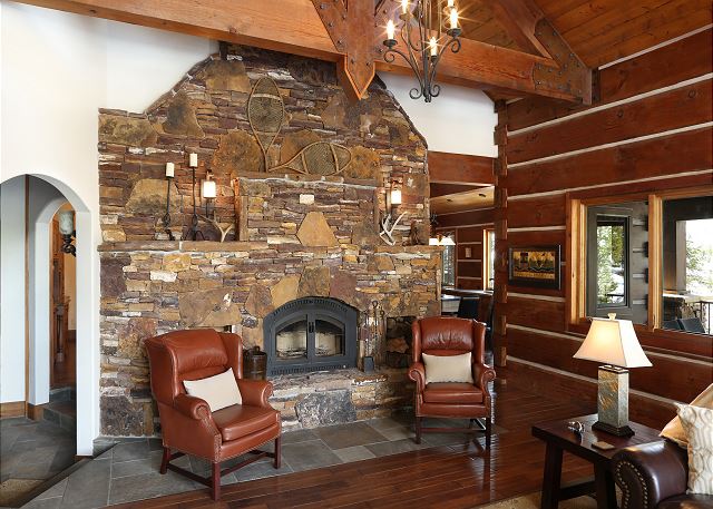 Enjoy a warm and comfy setting by fireside