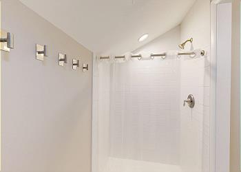Guest Bedroom with Tiled Walk-in Shower