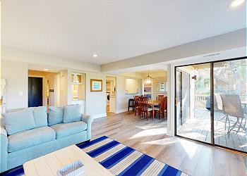 Living Room with Slider to Private Deck
