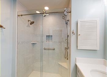 Newly Updated Primary Bathroom with Tiled Walk-in Shower