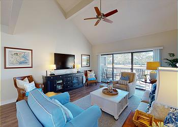 Living Room with Slider to Private Deck