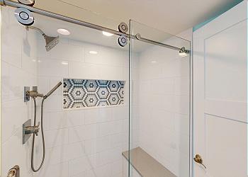 Guest Bedroom with Tiled Walk-in Shower