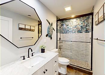 Primary Bathroom with Tiled Walk-in Shower