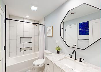 Jack and Jill Bathroom with Tub and Shower Combination