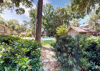 Private Patio with View of the Community Pool