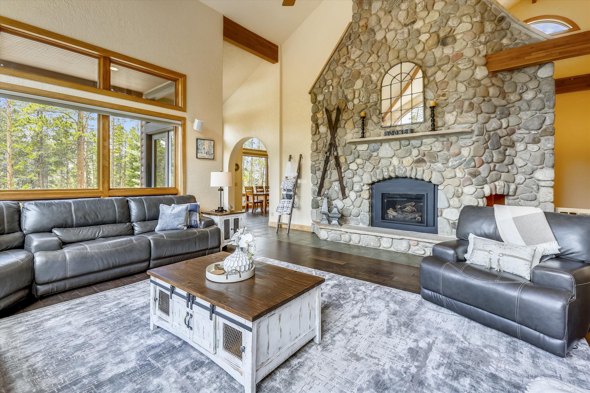 Cozy up by this gas fireplace and wind down from a long day - Evergreen Lodge Breckenridge Vacation Rental
