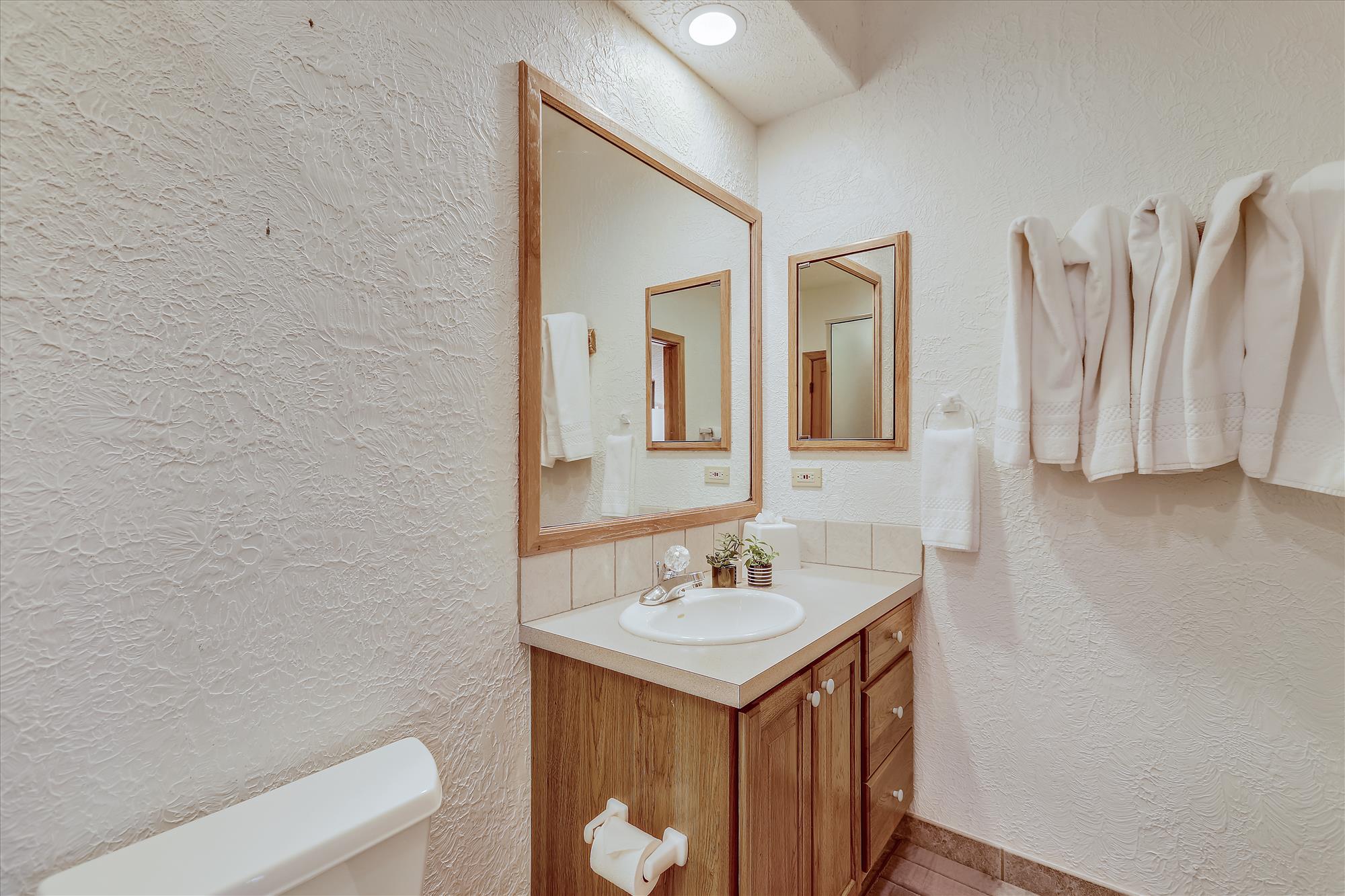 Lower level bathroom shared between the queen bedroom and bunkroom - Evergreen Lodge Breckenridge Vacation Rental