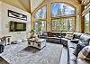 Have a relaxing movie night with family and friends in this spacious living room - Evergreen Lodge Breckenridge Vacation Rental 