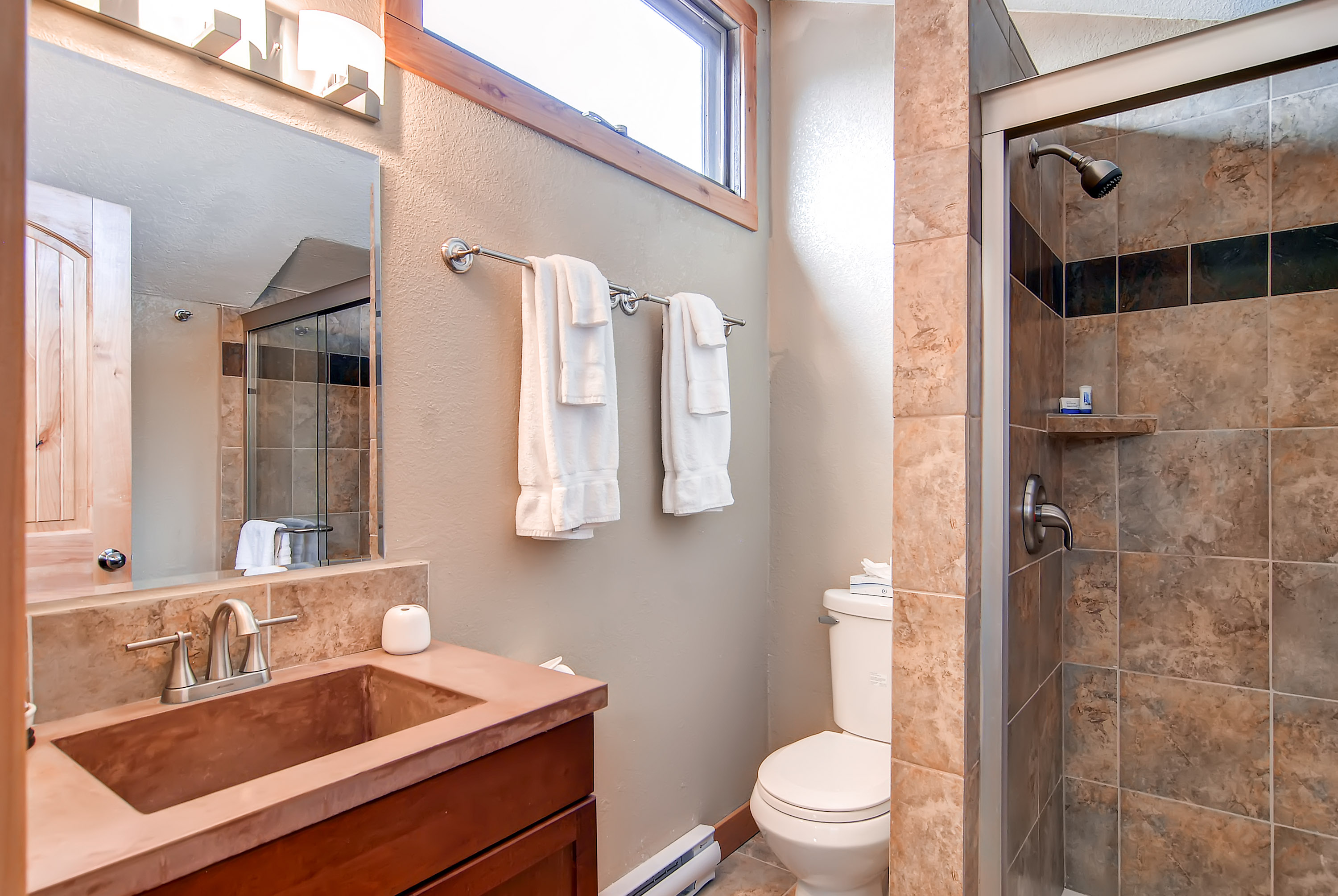 Updated modern bathroom in the upstairs loft - 4 O’Clock Lodge A16 Breckenridge Vacation Rental