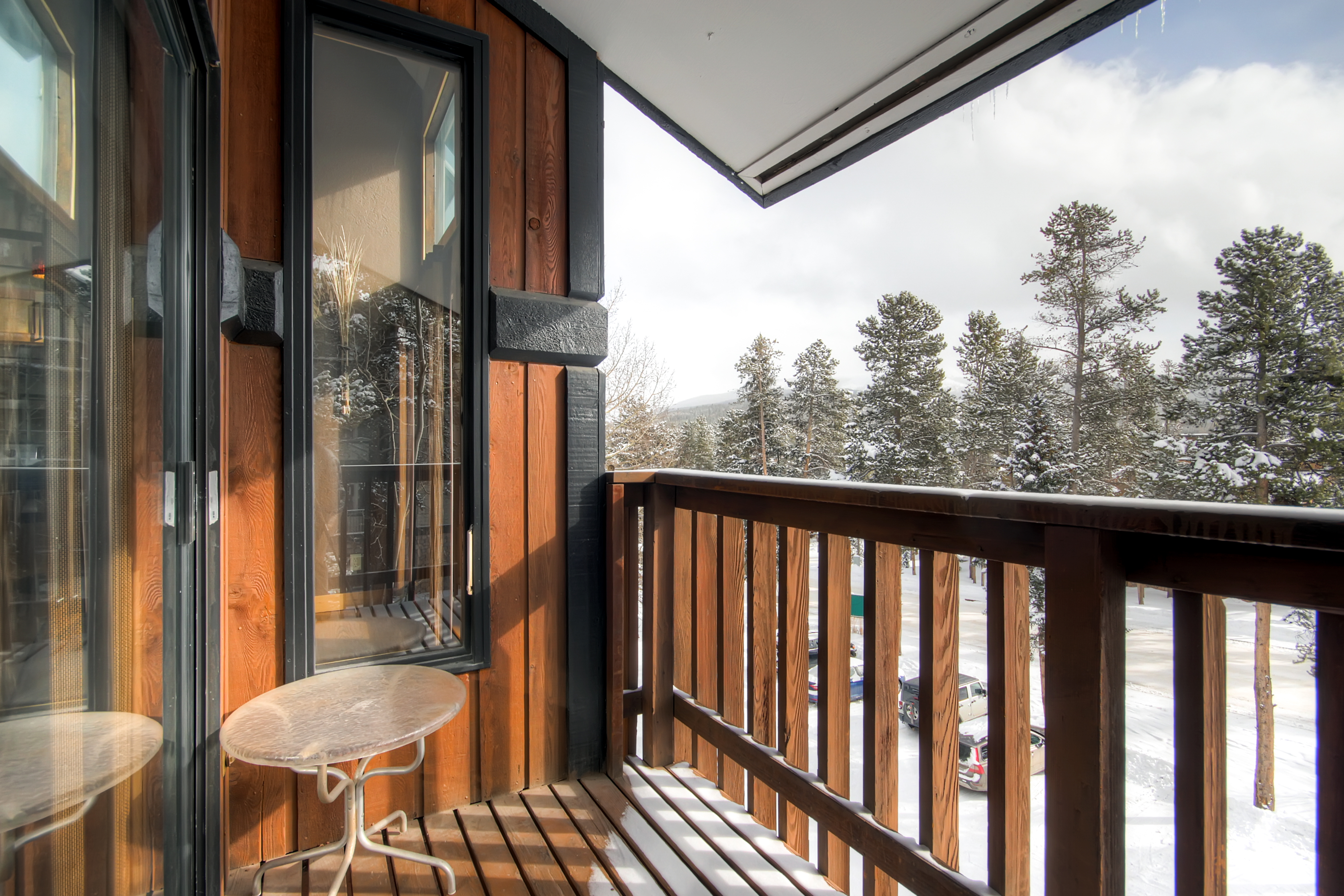 Enjoy the mountain views from this private balcony.