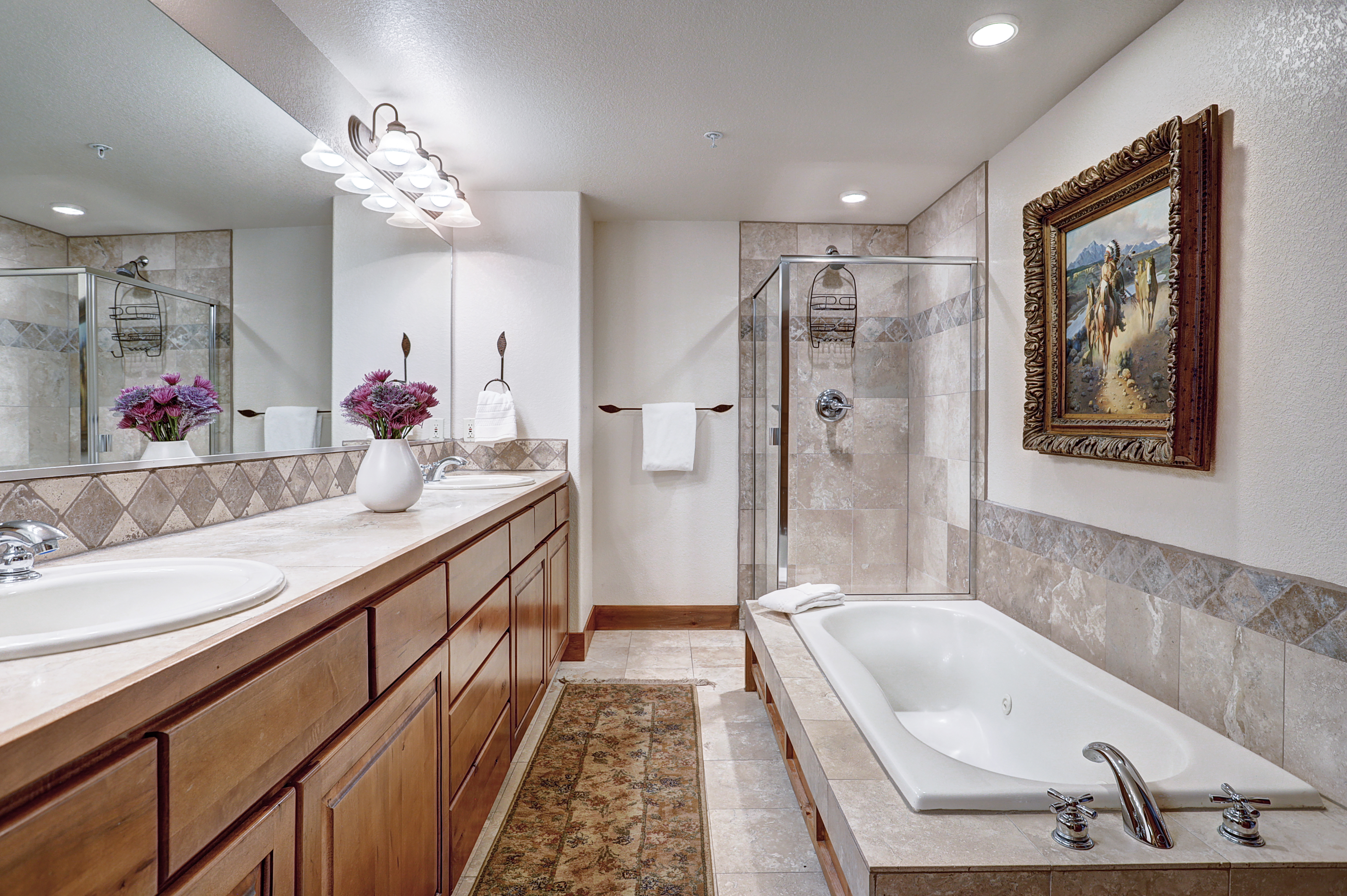 Relax in a bubble bath in this large master bathroom - Amber Sky Breckenridge Vacation Rental