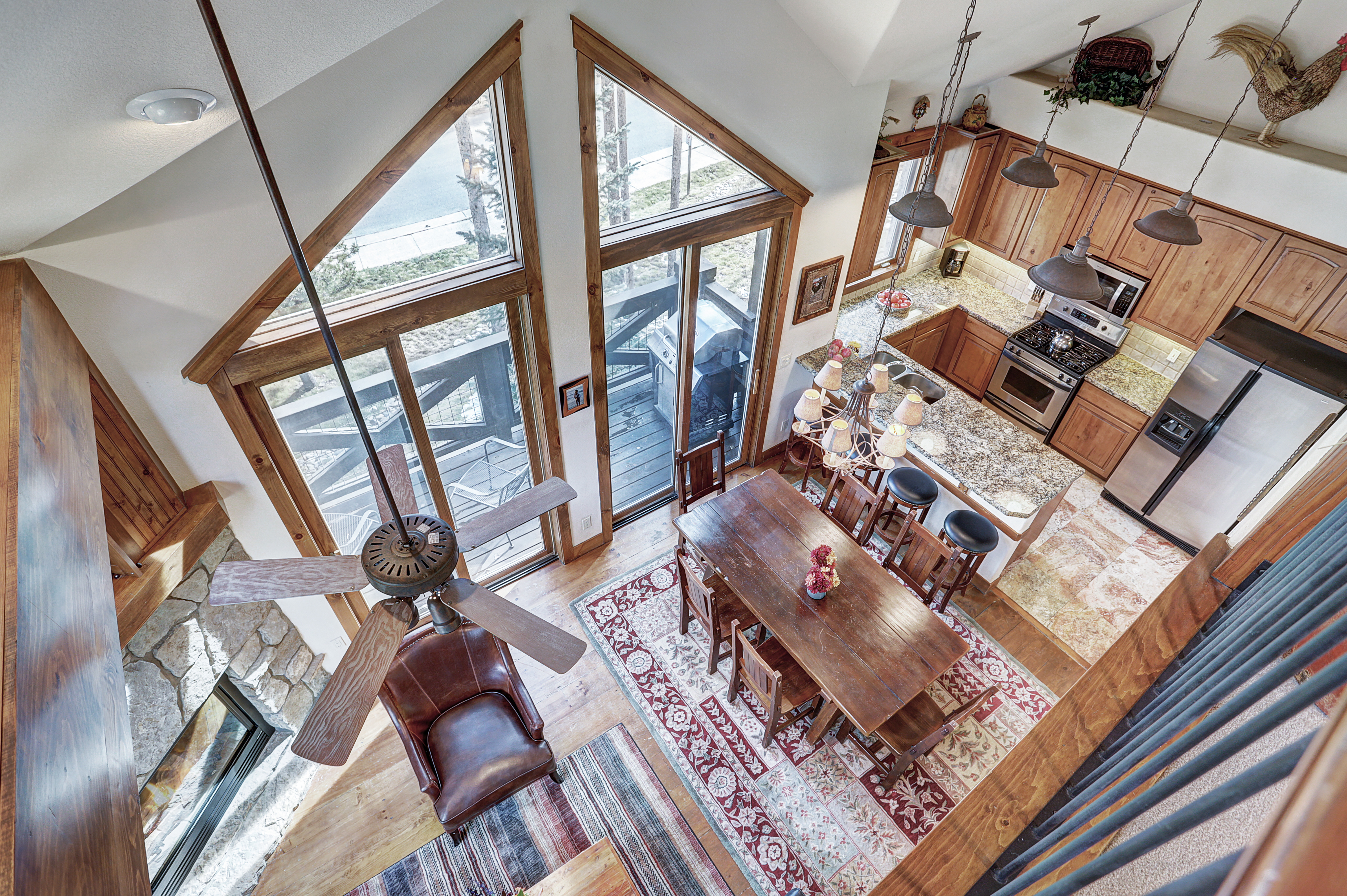 Overhead view of the living, kitchen and dining areas - Amber Sky Breckenridge Vacation Rental