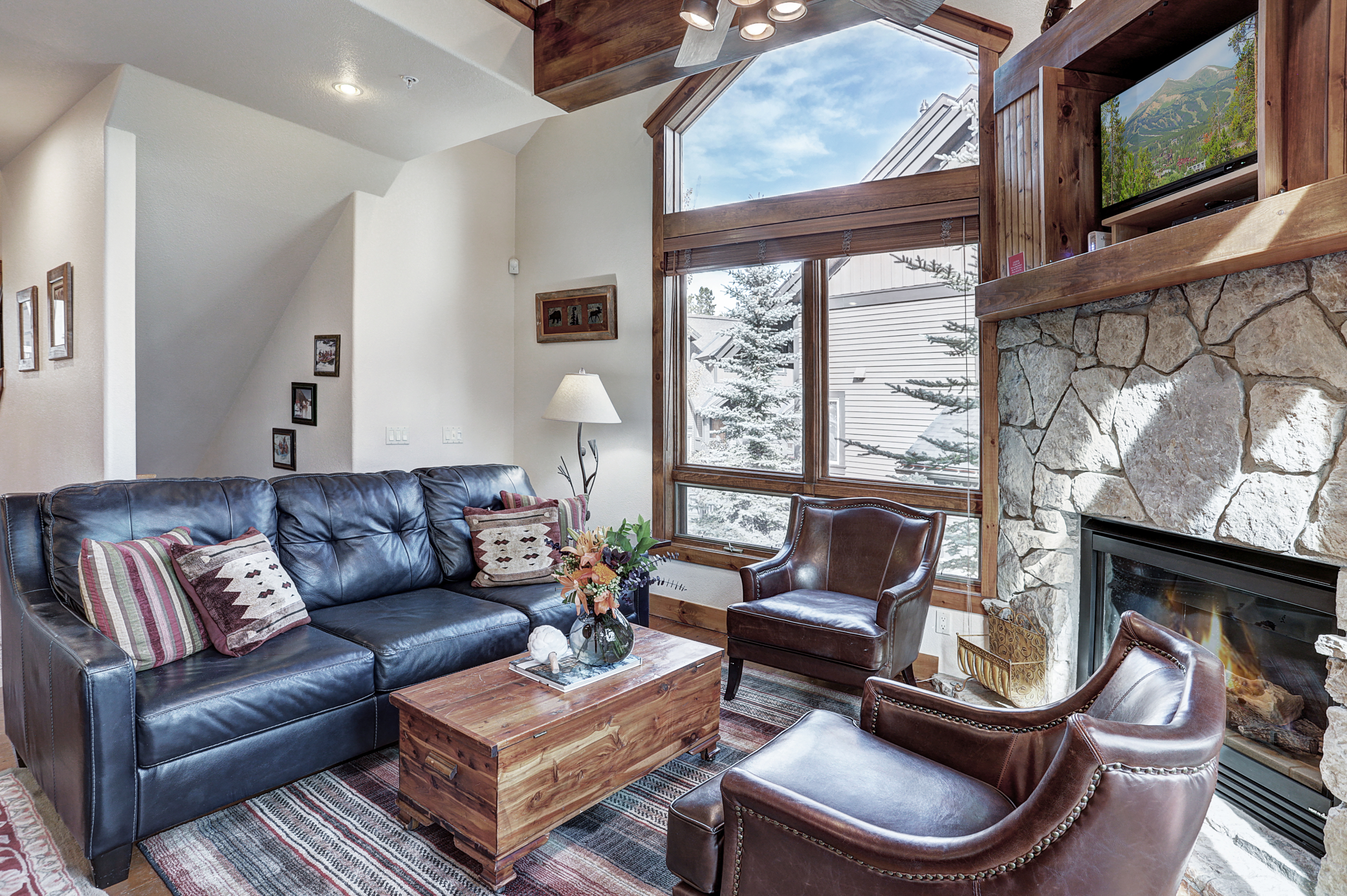 Turn on the gas fireplace and cozy up on a chilly night - Amber Sky Breckenridge Vacation Rental