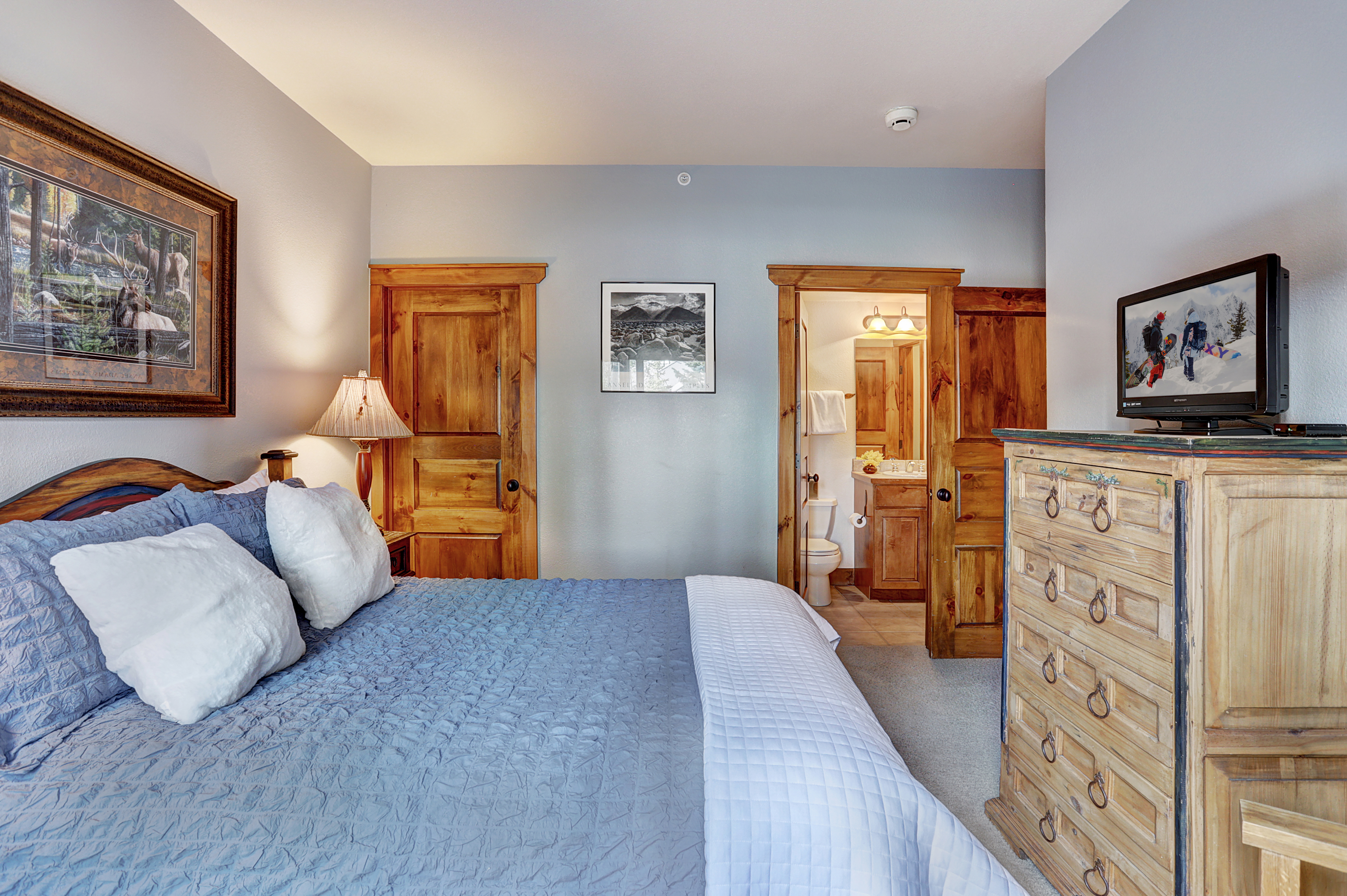This queen bedroom offers a spacious closet and private bathroom - Amber Sky Breckenridge Vacation Rental