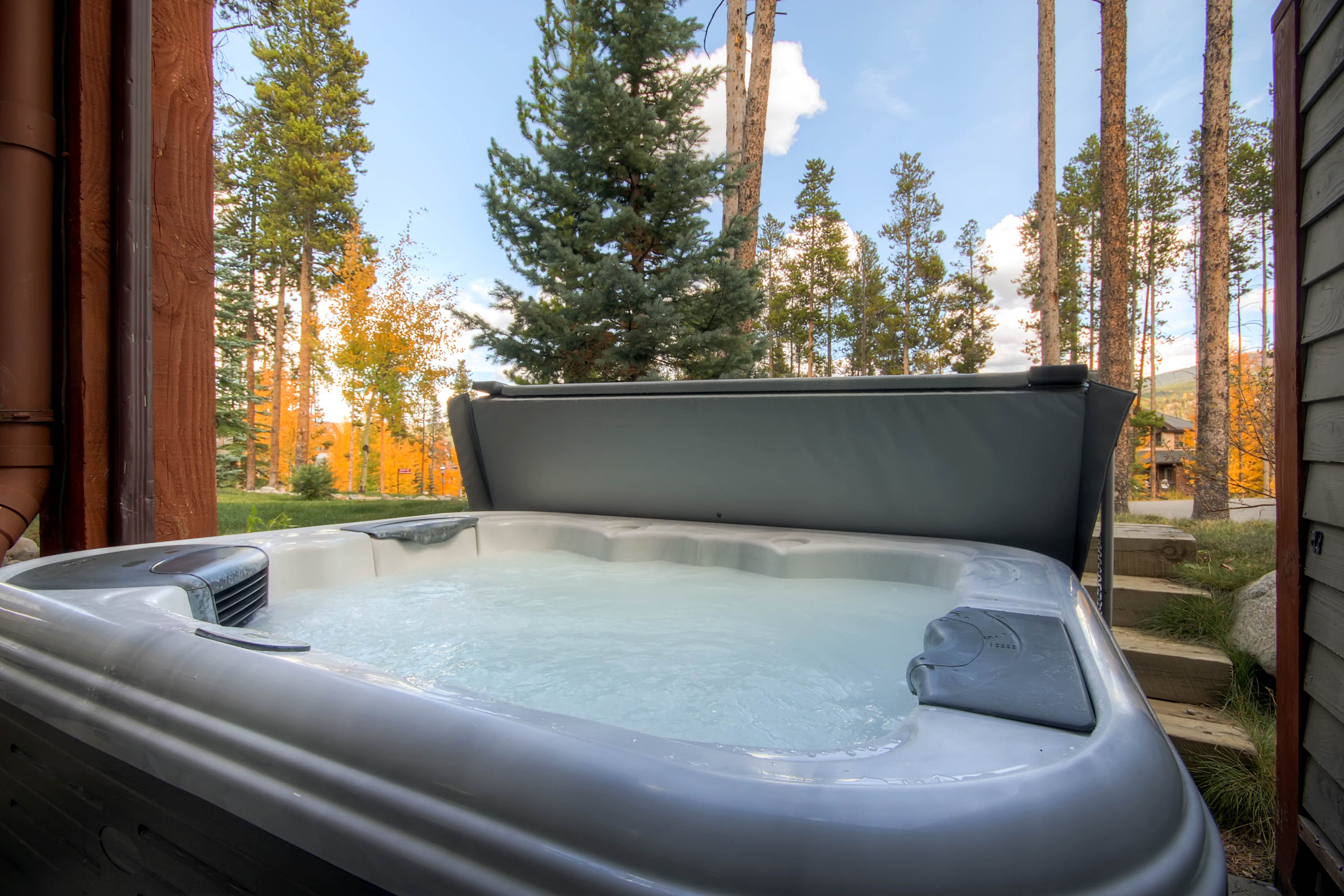 Soak in this large hot tub after a chilly day on the ski slopes - Amber Sky Breckenridge Vacation Rental